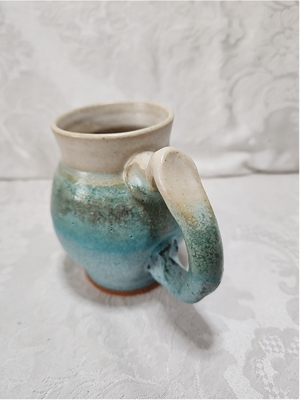 Studio Pottery Mug Turquoise Hand Thrown Signed 4 Inch Arizona - Picture 2 of 15